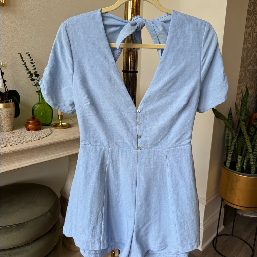 LUSH Light Blue Short Sleeve Romper